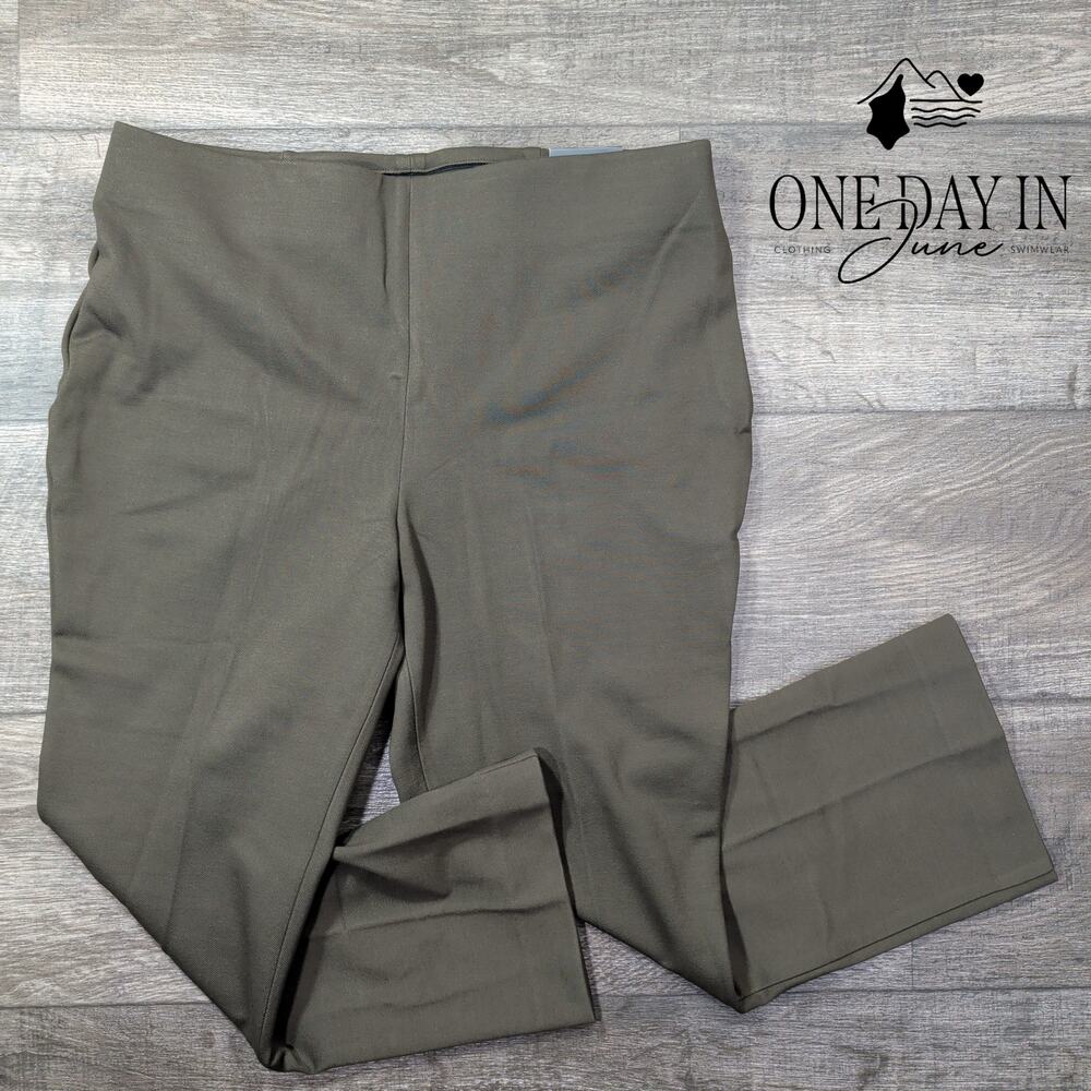 Talbots Petite Montauk High Rise Flare Ankle Pants Olive NWT Size 12P